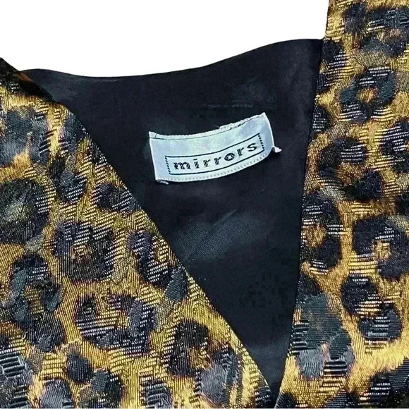 Vintage 80s Leopard Cheetah Cropped Satin Vest Brass Buttons. Retro Funky. S/M. - Picture 9 of 10